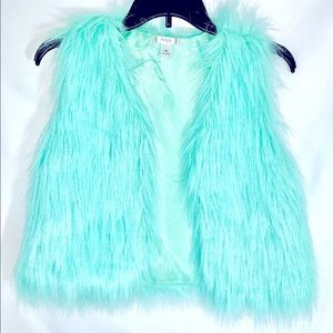 Trendy Aqua Faux Fur Vest